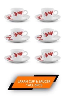 Larah 14cl 6pcs Cup & Saucer Set Ruby